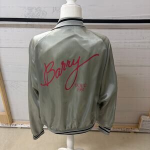 Barry Manilow Tour 1981 Vintage Satin Jacket Gray Black Stripe Medium
